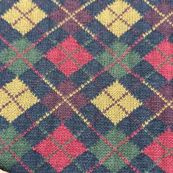 VTG Woods & Gray Mens Crewneck Argyle Sweater Size LG 100% Cotton Grandpa Cosby - Picture 6 of 9
